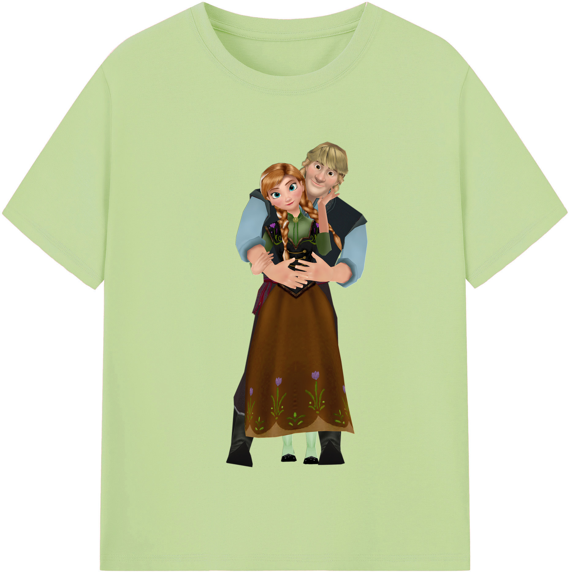 （画像用） アナと雪の女王 アンナ エルサ Frozen Anna Elsa 綿100％半袖Tシャツ（フロントプリント）